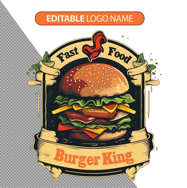 PSD gratuito hamburguesa de comida rápida logotipo del emblema