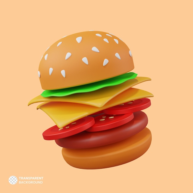 Hamburguesa con queso icono aislado 3d render ilustración