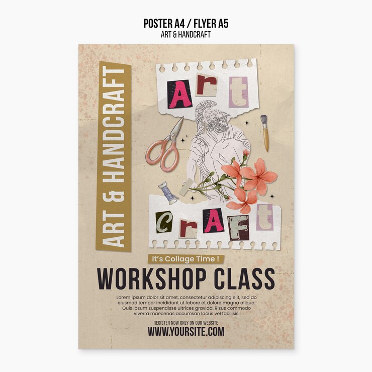 PSD Gratis hand drawn arts and handcraft poster template