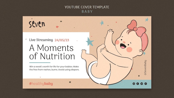 PSD Gratis hand drawn baby healthcare youtube cover