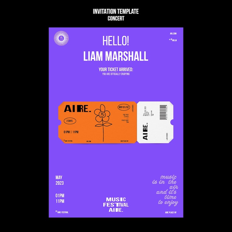 PSD Gratis hand drawn concert invitation template