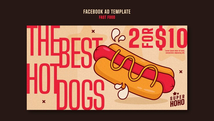 PSD Gratis hand drawn delicious fast food facebook template