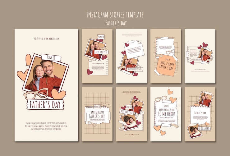 PSD Gratis hand drawn father's day instagram stories