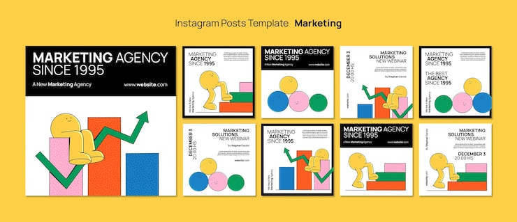 PSD Gratis hand drawn marketing strategy instagram posts