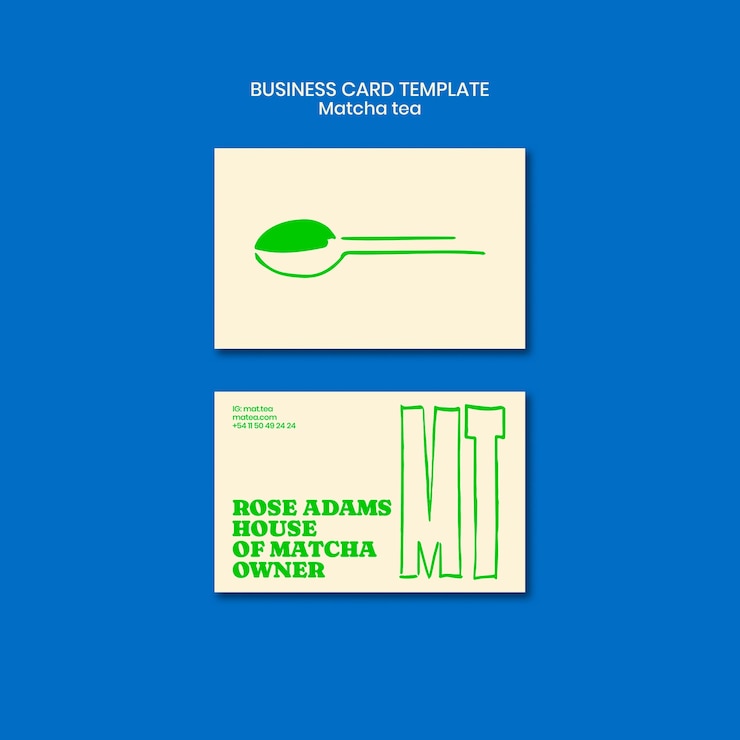 PSD Gratis hand drawn matcha tea business card  template