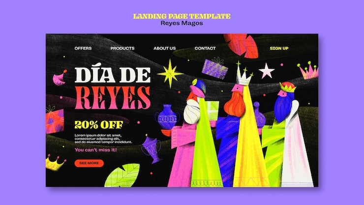 PSD Gratis hand drawn wise men landing page template