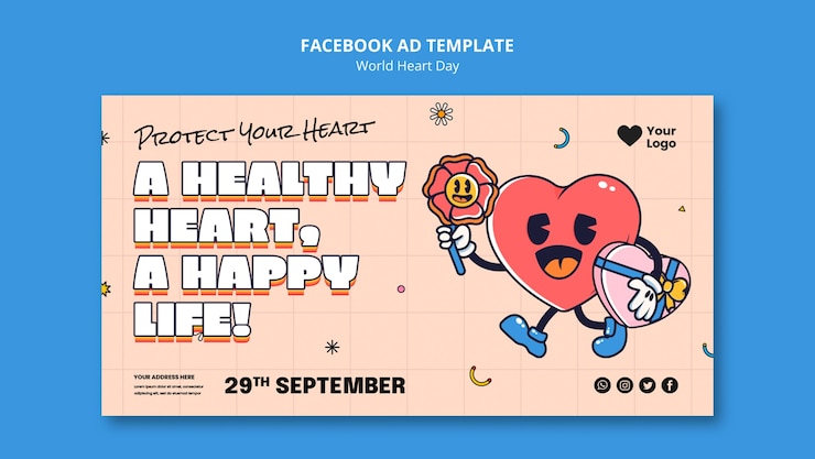 PSD Gratis hand drawn world heart day facebook template