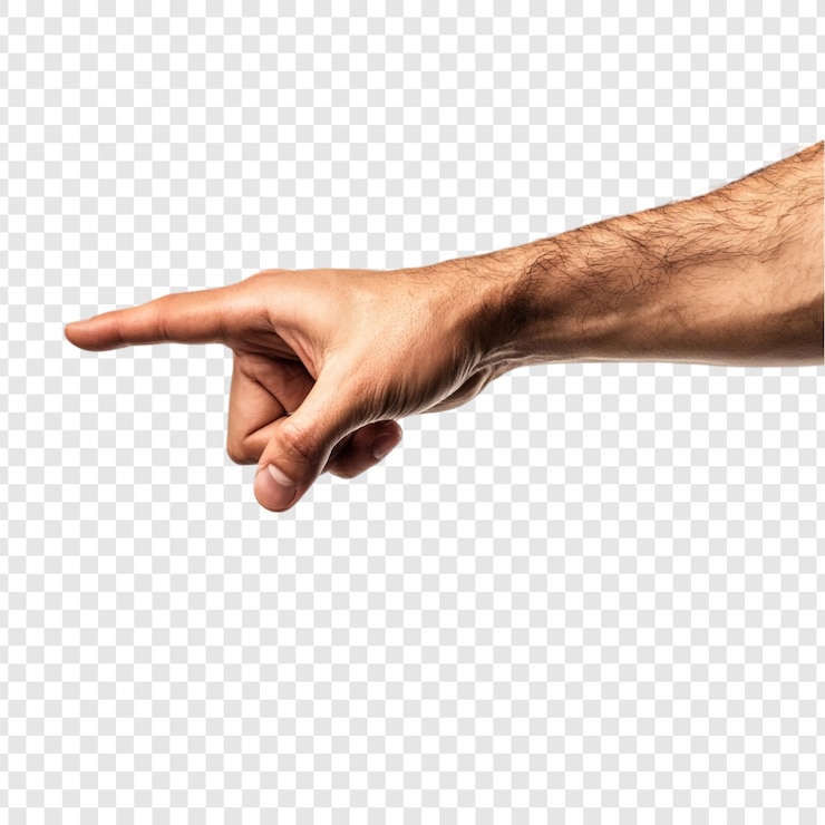 PSD Gratis hand gestures pointing finger isolated on transparent background