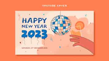 Gratis PSD hand getekend nieuwjaar 2023 youtube voorbladsjabloon