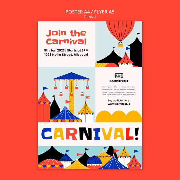 Hand getrokken carnaval entertainment poster sjabloon