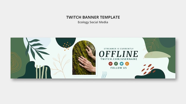 Hand getrokken ecologie concept twitch banner