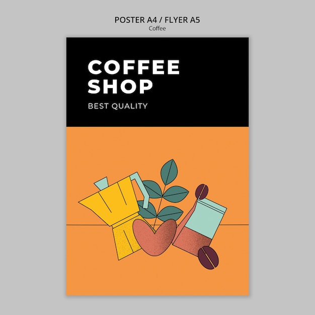 Gratis PSD hand getrokken koffie poster sjabloon