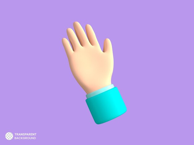 Hand zwaaiend gebaar pictogram geïsoleerd 3d render illustratie