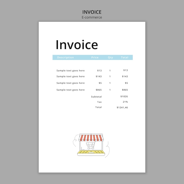 Gratis PSD handgetekend e-commerce factuursjabloon