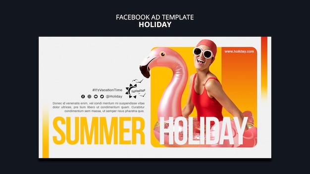Gratis PSD handgetekend vakantieplezier facebook-sjabloon