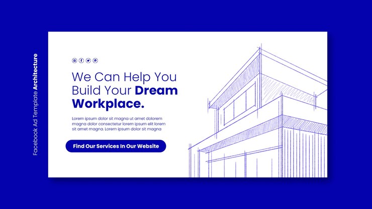 Gratis PSD handgetekende architectuurproject facebook-sjabloon