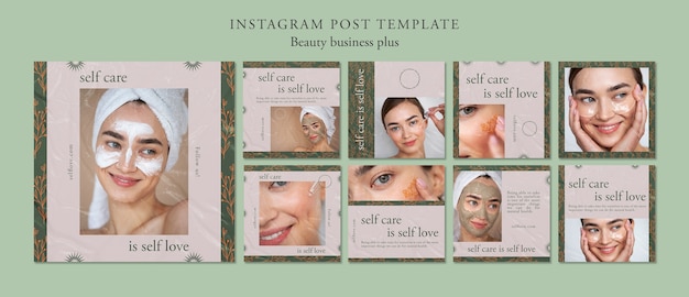 Handgetekende beauty concept instagram posts