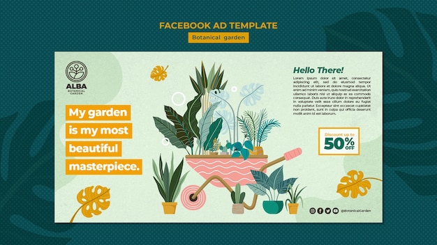 Gratis PSD handgetekende botanische tuin facebook-sjabloon