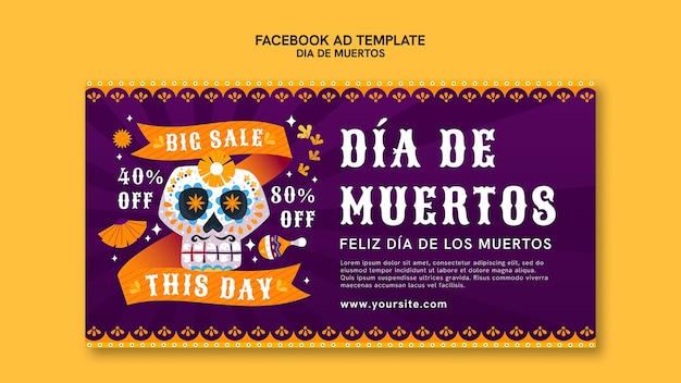 Gratis PSD handgetekende dia de muertos facebook-sjabloon