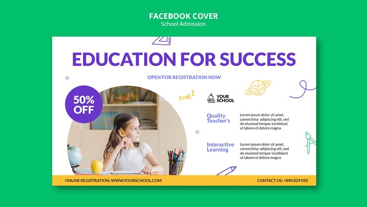 Gratis PSD handgetekende facebook-omslag voor schooltoelating