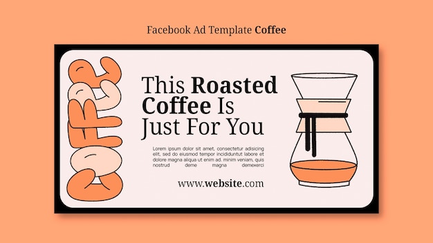 Gratis PSD handgetekende heerlijke koffie facebook-sjabloon