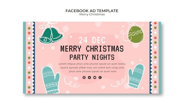 Gratis PSD handgetekende kerstfeest facebook sjabloon