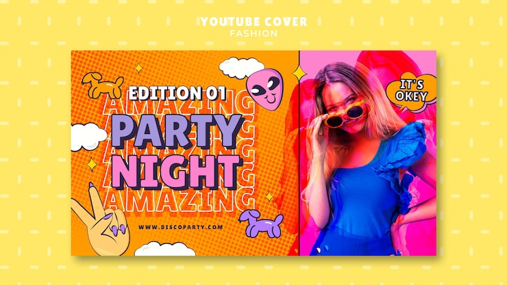 Gratis PSD handgetekende kitscherige kleuren youtube-omslag