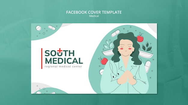 Gratis PSD handgetekende medische zorg facebook omslag