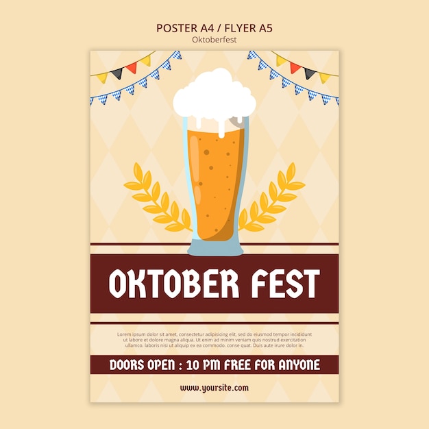 Handgetekende oktoberfest poster sjabloon