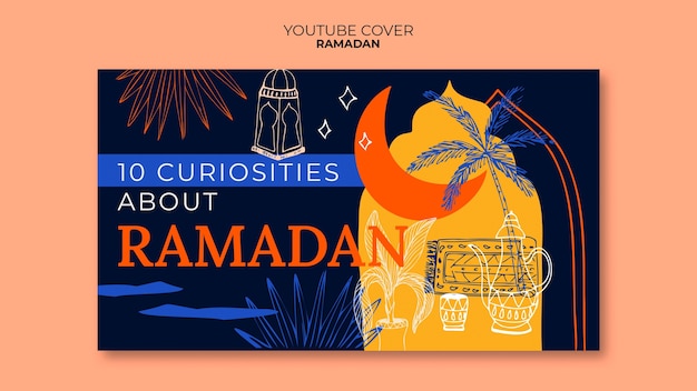 Gratis PSD handgetekende ramadan viering youtube cover