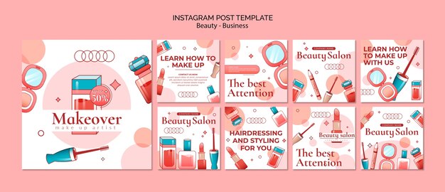 Handgetekende schoonheidssalon instagram posts