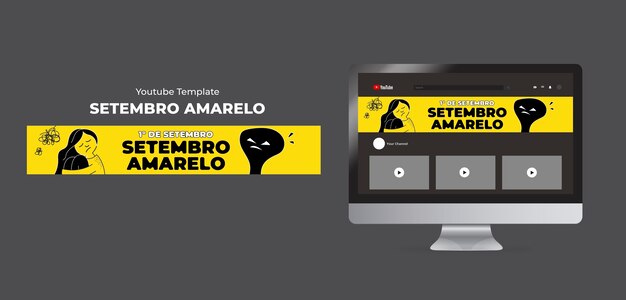 Handgetekende setembro amarelo youtube-banner