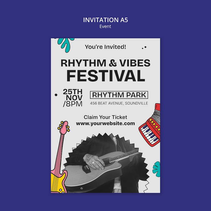 Gratis PSD handgetekende sjabloon voor festivalevenementen