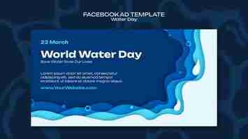 Gratis PSD handgetekende waterdag facebook-sjabloon