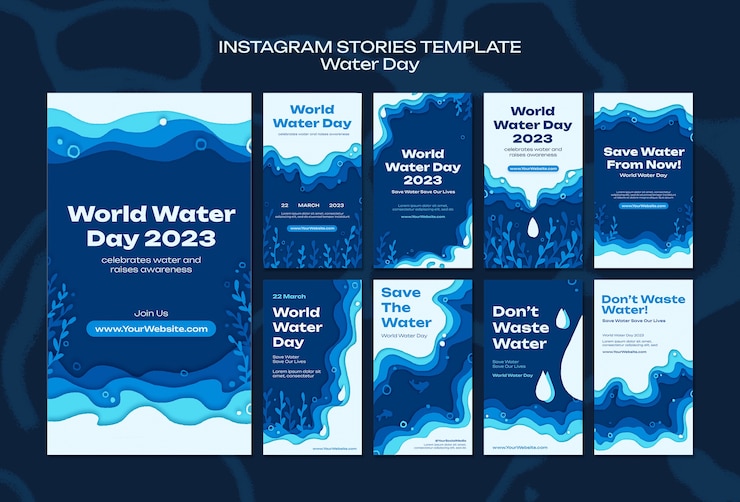 Gratis PSD handgetekende waterdag instagramverhalen