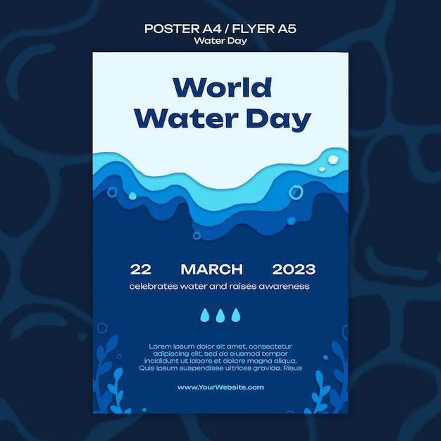 Gratis PSD handgetekende waterdag poster sjabloon