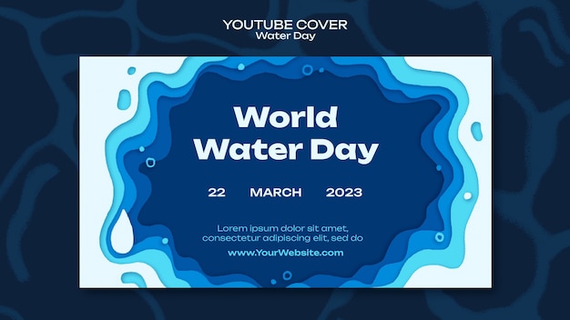Handgetekende waterdag youtube voorbladsjabloon