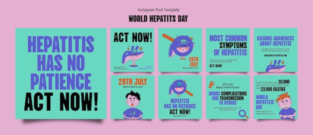 Handgetekende wereld hepatits dag instagram-berichten