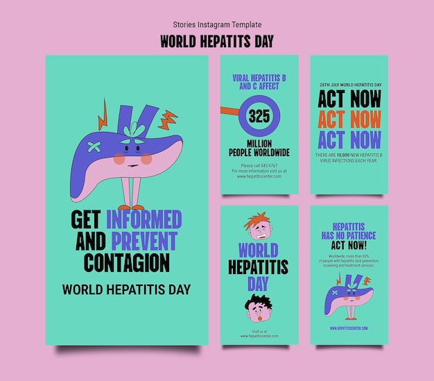 Gratis PSD handgetekende wereld hepatits dag instagramverhalen