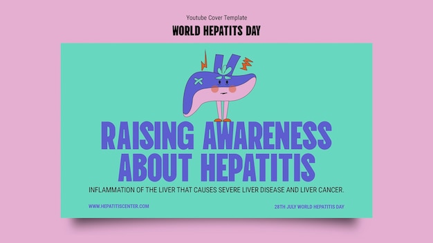 Gratis PSD handgetekende wereld hepatits dag youtube cover