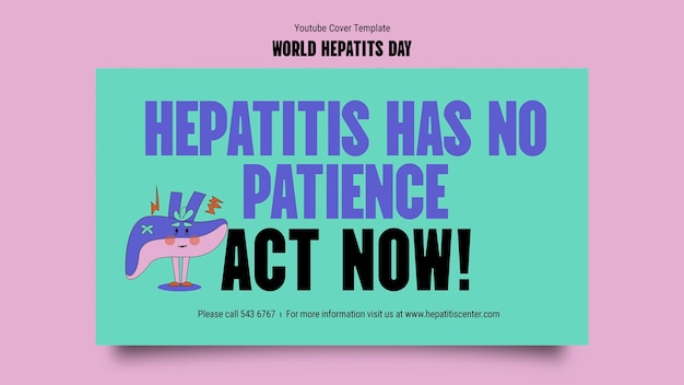 Gratis PSD handgetekende wereld hepatits dag youtube cover