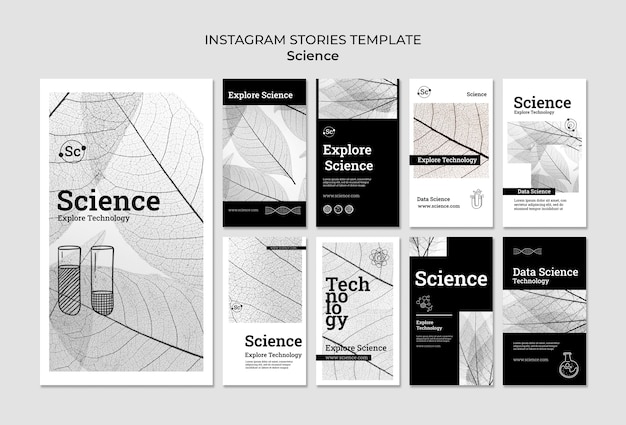 Gratis PSD handgetekende wetenschapsconcept instagramverhalen