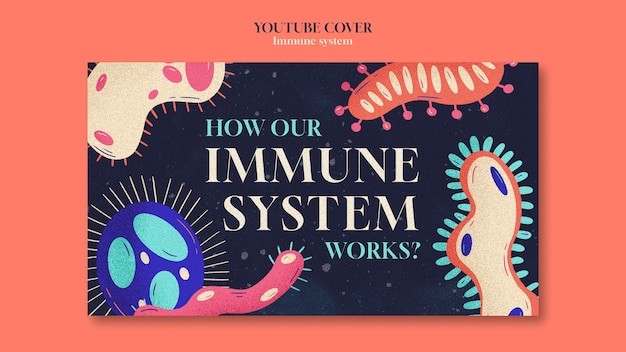 Gratis PSD handgetekende youtube-cover van het immuunsysteem