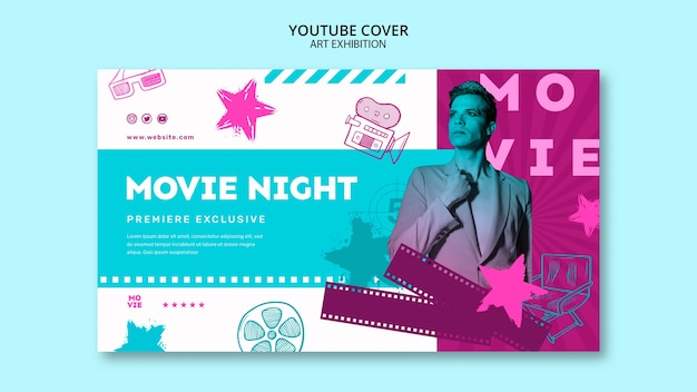 Gratis PSD handgetekende youtube-cover voor filmfestival