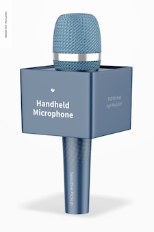 Handmicrofoon met kubusmodel, vooraanzicht