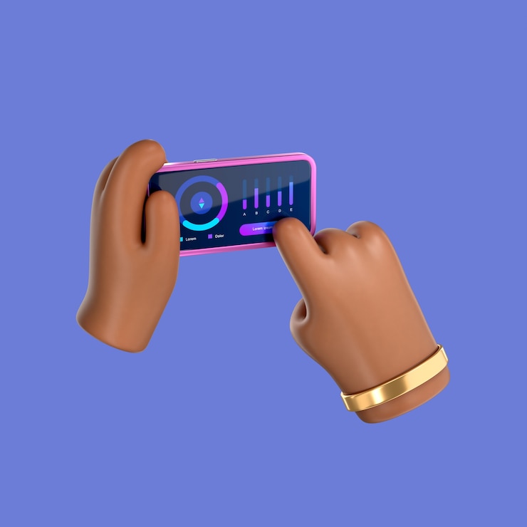 PSD Gratis hands interacting with a smartphone