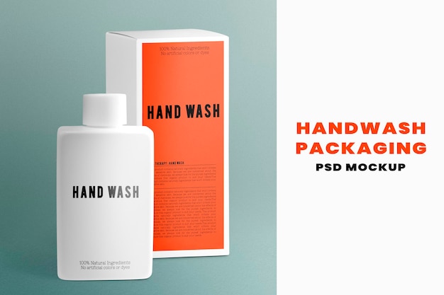 Handwasfles mockup psd productverpakking in minimaal ontwerp