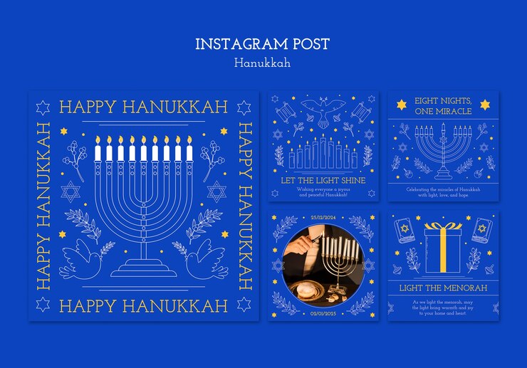PSD Gratis hanukkah instagram template design