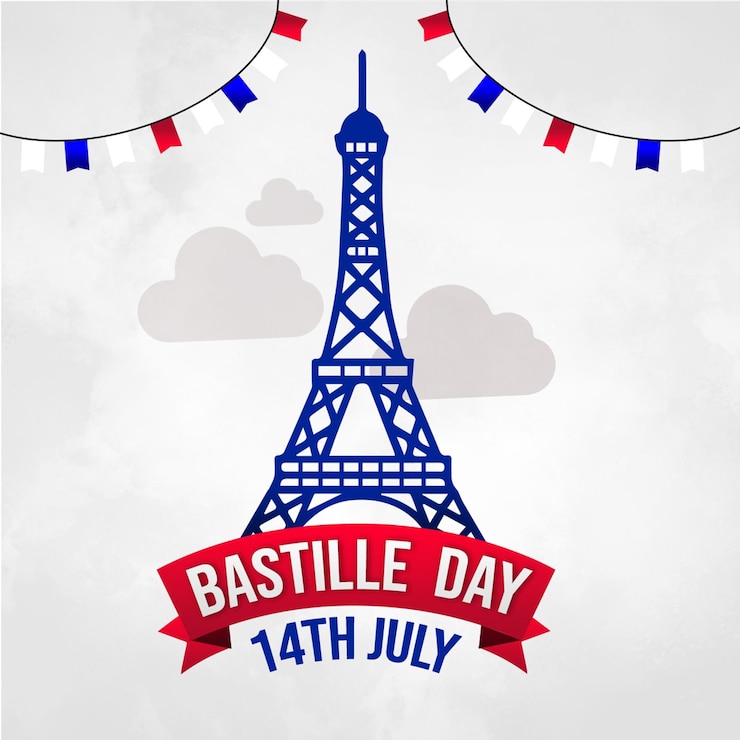 PSD gratuito happy bastille day post