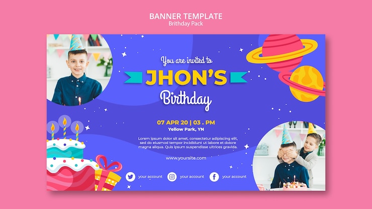 PSD Gratis happy birthday concept banner template